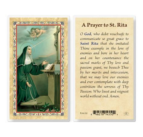 Prayer To St Rita Gold Stamped Laminated Holy Card 25 Pack Buy