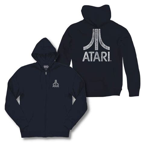 Atari Distressed Logo On Front And Back Zip Hoodie Ripple Junction
