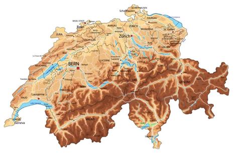 Mapa Suiza Fisico Mapa Fisico