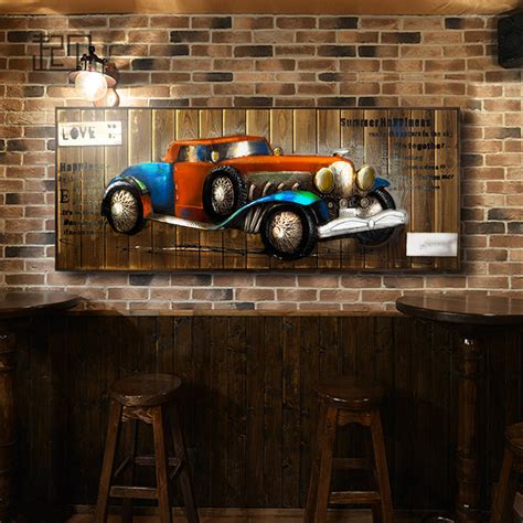 15202 Industrial Wind Harley Motorcycle Wooden Painting Bar 3d