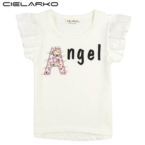 Cielarko Summer Girls T Shirt Baby Angel Cotton Short Sleeve Casual T