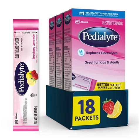 Buy Pedialyte Electrolyte Powder Packets Strawberry Lemonade