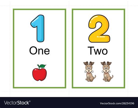 Printable Number Flashcards For Teaching Vector Image