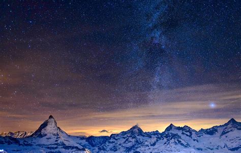 Wallpaper The Sky Stars Mountains Night Alps The Milky Way Images