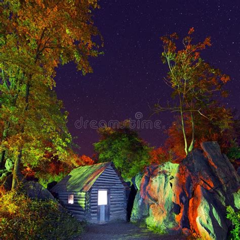 Log Cabin At Starry Night Stock Image Image Of Burqin 3893671