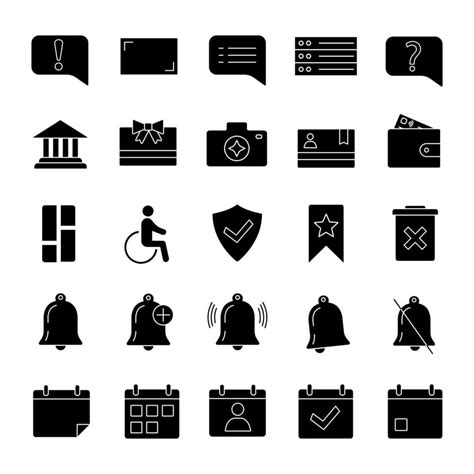 Ui Ux Glyph Icons Set System Elements Common Actions Symbols