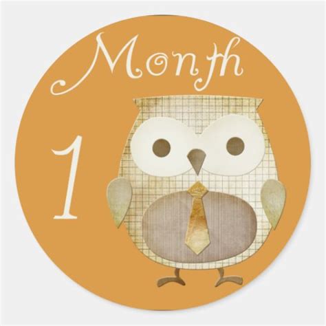 Autumn Owl 1 Month Sticker Zazzle