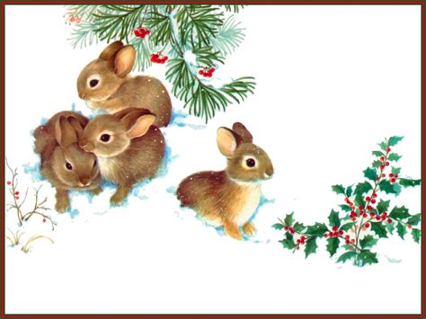 Cute Vintage Rabbit´s Vintage Christmas Cards Christmas Scenes Vintage Rabbit