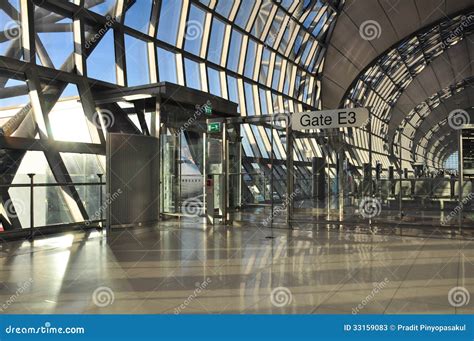 Modern Airport Interior Suvarnabhumi International Airport Ban Stock