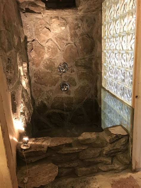 Best Diy Ive Ever Done Almost Finished Rock Wall Shower With Natural