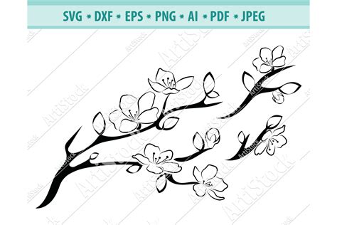 Cherry blossom SVG, Sakura Svg, Tree Branch Dxf, Png, Eps (435055
