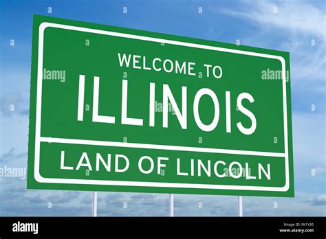 Welcome To Illinois State Concept On Road Sign Stock Photo Alamy
