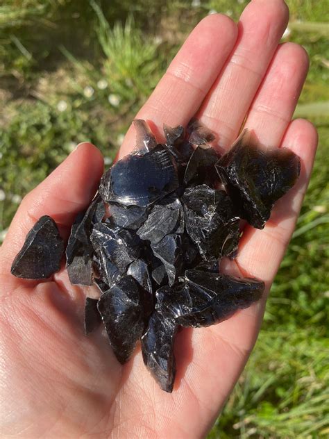 Candle Crystals Obsidian Shards Rough Obsidian For Spells Etsy