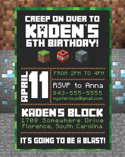 minecraft birthday invitation designs examples  psd ai