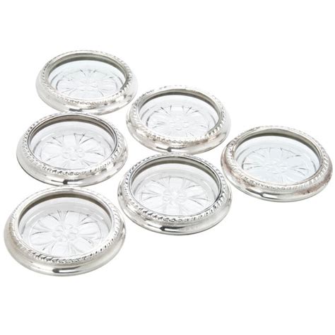 Vintage Sterling Silver And Glass Coasters Set Of 6 Chairish
