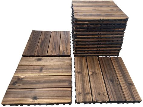 36 Pack Hardwood Interlocking Patio Deck Tiles Wood Interlocking