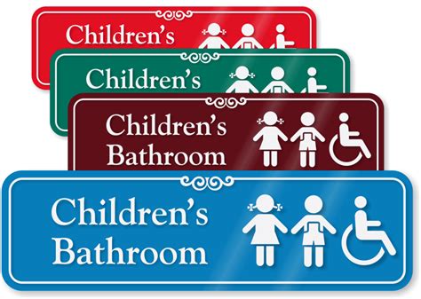 Childrens Bathroom Sign With Girl Boy And Handicap Symbols Sku Se 5150