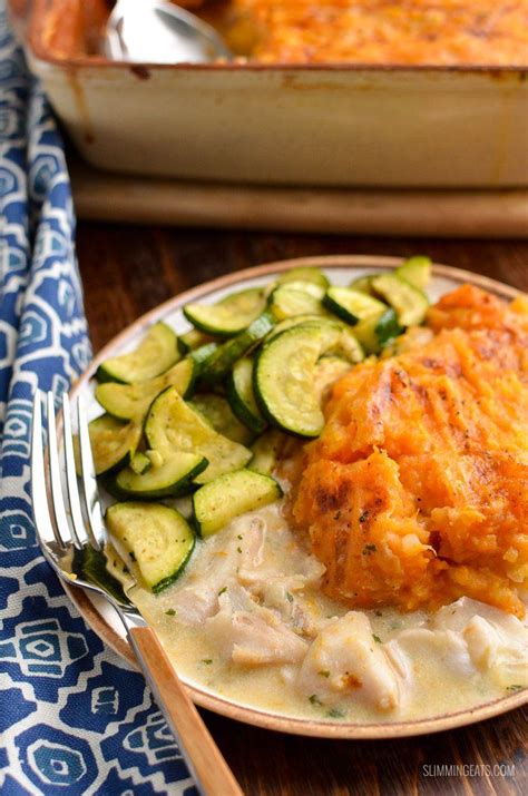 A Simple Dairy Free Fish Pie Topped With Delicious Mashed White And