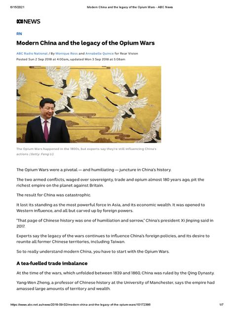 Modern China And The Legacy Of The Opium Wars Abc News Pdf China