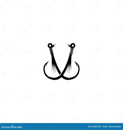 Fishing Hook And Fish Vector Design Template Stock Vector