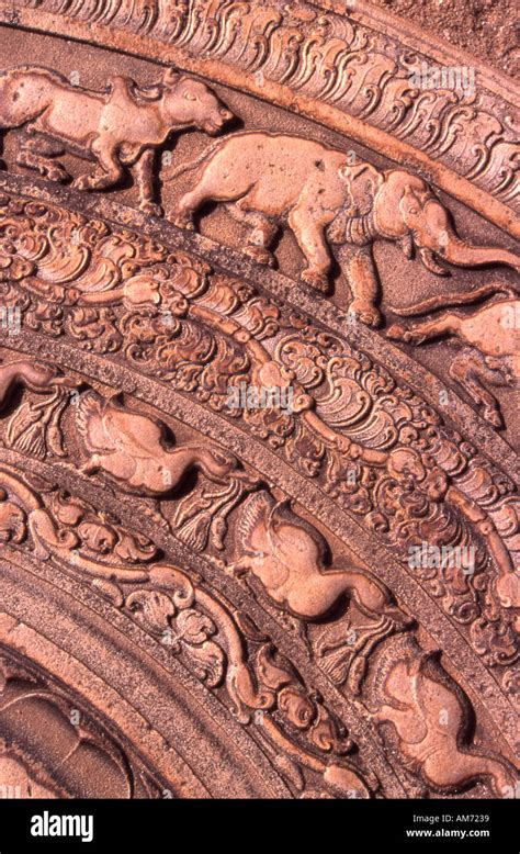 Sri Lanka Anuradhapura Mahasen Palace Moonstone Stock Photo Alamy