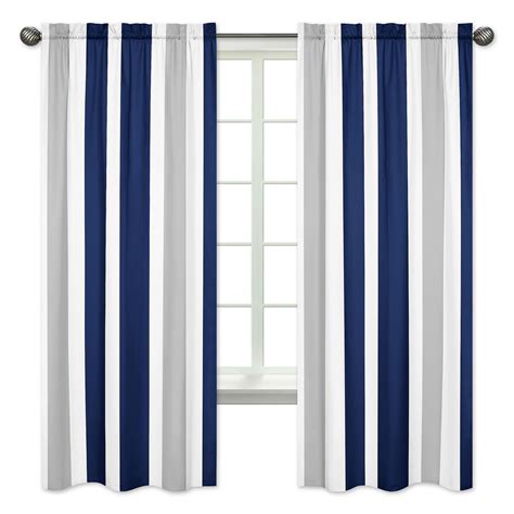 Navy And Gray Striped Curtain Panels Sweet Jojo Designs Gray Blue In