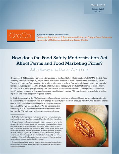 The fda food safety modernization act was enacted by the u.s. (PDF) How does the Food Safety Modernization Act Affect ...
