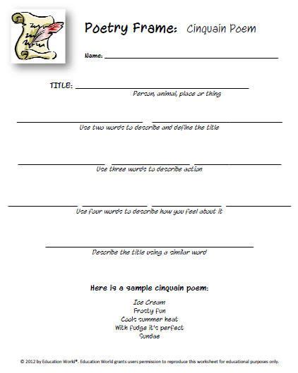 Diese vorlage soll genau das sein: Education World: New Templates: Poetry Starters (With ...