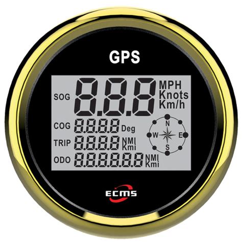 Ecms Multi Function Digital Gps Speedometer Black On Gold Sog Cog