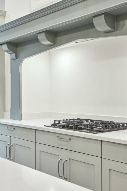 Capri White Gemini Quartz Worktops With Sage Green Cabinetry Rustic
