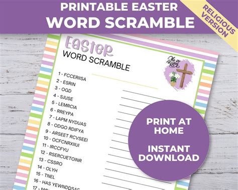 Easter Word Scramble Printable Christian Game For Kids Etsy
