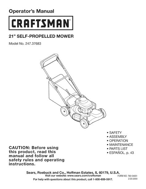 I have a sears craftsman ii 917.374520 self propelled lawn mower i purchased new around 1991 or earlier. Craftsman Lawn Mower 247.37683 User Guide | Manualsonline ...
