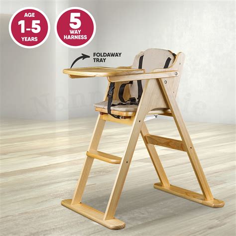 Children's commercial wooden high chairs by thunder group. Wooden Folding Baby Highchair - Fold-away Baby High Chair ...