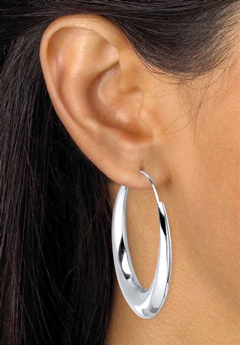 Sterling Silver Polished Hoop Earrings 47mm Roaman S
