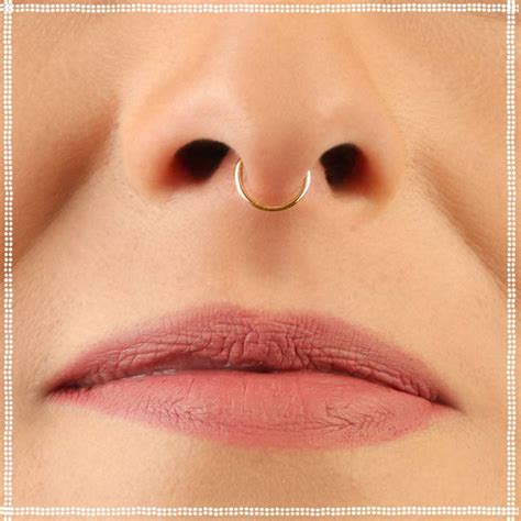 14k Rose Gold Tiny Septum Ring Dainty Hoop Patapatajewelry