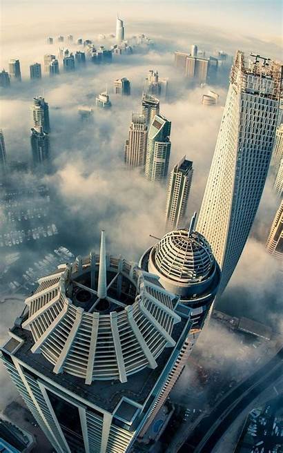 Dubai Skyline Foggy Cityscapes Wallpapers Aerial Iphone