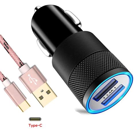 Phone Car Charger 24w 48a Rapid Dual Port Usb Car Charger Adapter 3ft