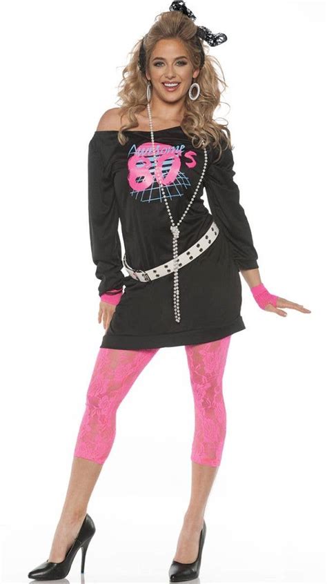 Womens Black Awesome 80s Tunic Costume Womens 1980s Costume