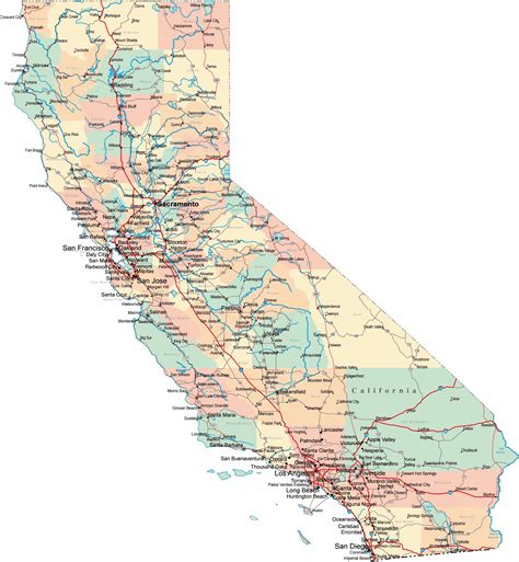 Ciudades Mapa De California Estados Unidos Anexo Condados De