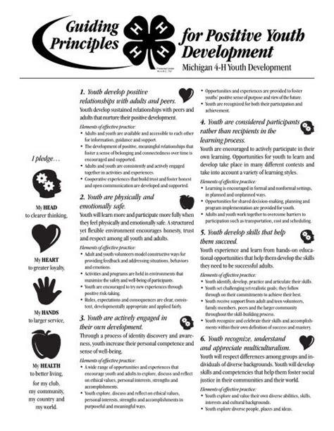 4 H Guiding Principles For Positive Youth Development