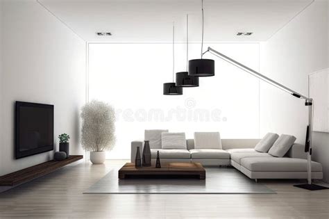 Minimalist Living Room With Clean Lines And Modern Decor Stock Image