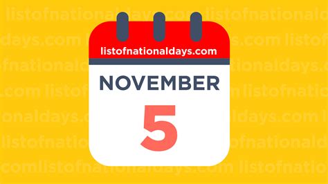 November 5 List Of National Days