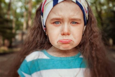 Portrait Of Angry And Sad Little Girl Children S Emotions Stock Image