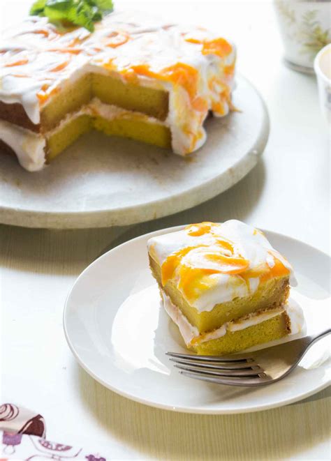 Eggless Mango Cake Recipe With Mango Swirl Frosting Eggless Cake Recipes