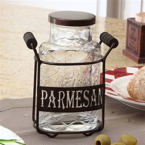 Parmesan Glass Jar With Caddy By Dibor Jar Condiment Holder