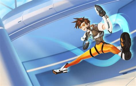 Free Download Wallpaper Overwatch Blizzard Tracer Girl Suit Jump Suit