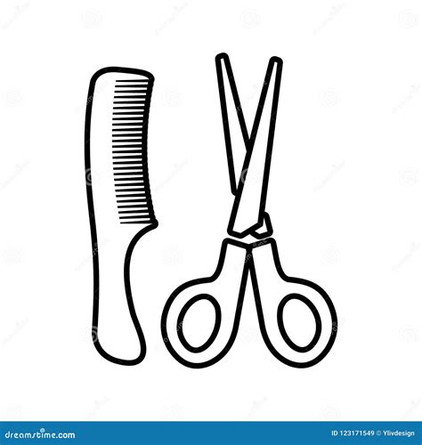 Scissors And Comb Icon Outline Style Stock Illustration Illustration