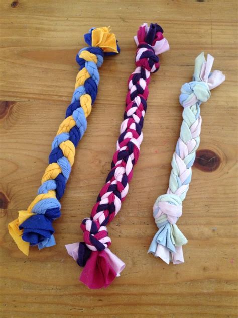 Homemade Dog Toy Made From Old T Shirts Or Knit Material Braided And