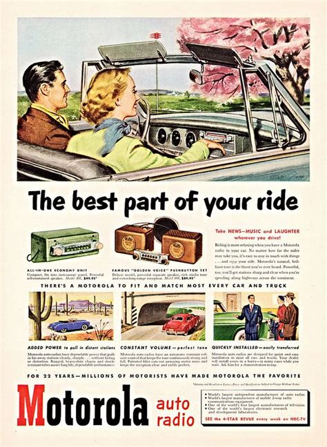 1951 Motorola Auto Radio Ad Vintage Advertising Posters Print