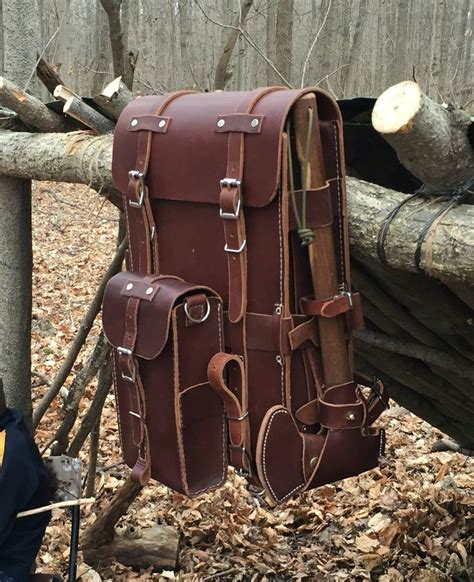 Leather Bushcraft Day Pack With Detachable Belt System For Pouches And